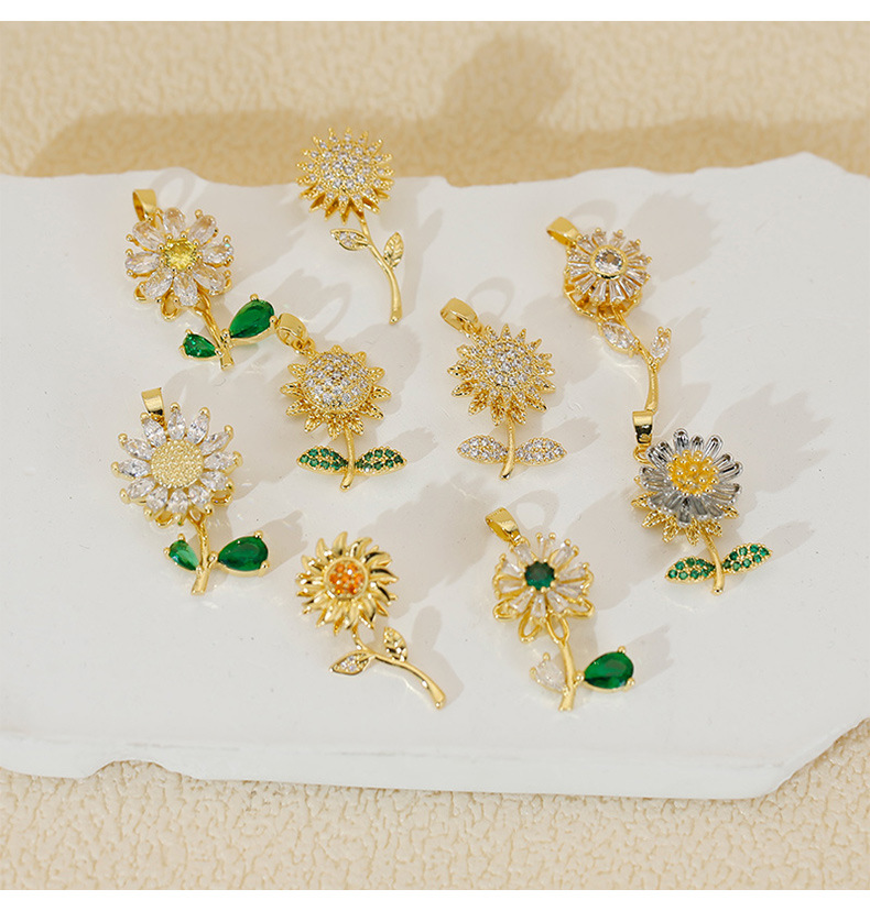 5g Weight Pendant Jewelry Making Type 15 * 29mm Jewelry Making Size DIY Jewelry Accessories Classification 1 Piece Quantity Copper Material Sunflower, Flower Pattern All Seasons Season Polished Finish Plating Design Elegant, Sweet, Classic Style Style 1 Piece 15 * 29mm Copper Sunflower Flower Polished Pendant DIY Jewelry Accessories 2