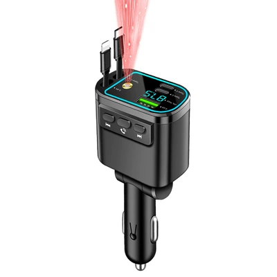Digital display car charger telescopic line car charger PD car fast charging super fast charging five-in-one cigarette lighter cross-border (Mobil şarj cihazları) - m4-1-applec-bluetoothstarlight-car-charger-with-packaging