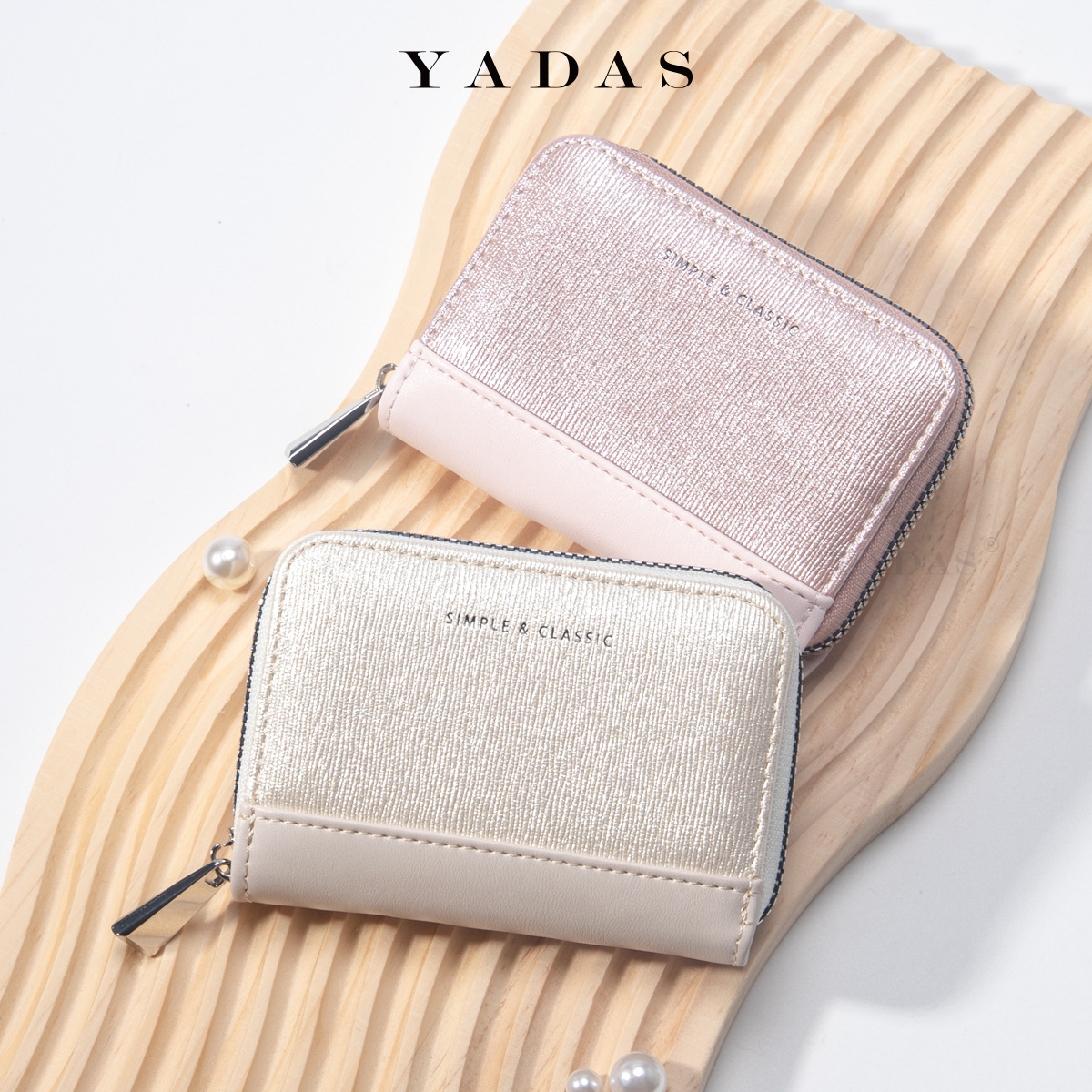 YADAS nueva cremallera mini perla brillante explosión de color sólido multi-cartón órgano de mujer PU bolsa de tarjetas al por mayor