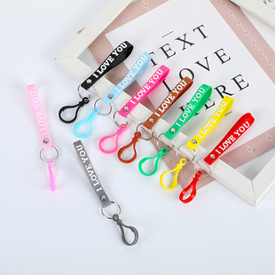 Candy Color Trendy Letter Soft Glue Keychain Pendant Portable Lobster Buckle Bag Doll DIY Handmade Accessories