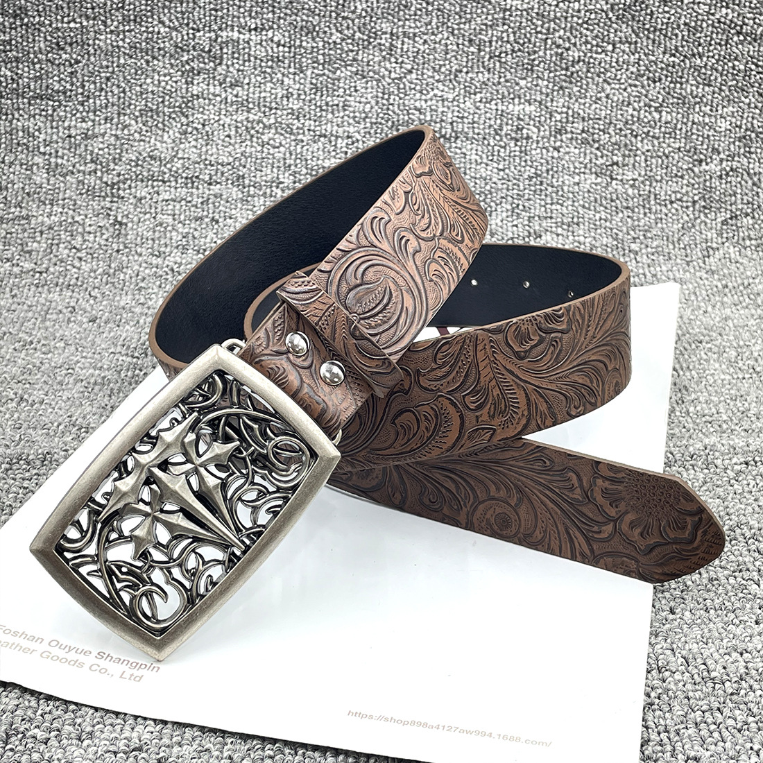 [embossed brown] no. 1 belt / 110cm total length 3.8cm width