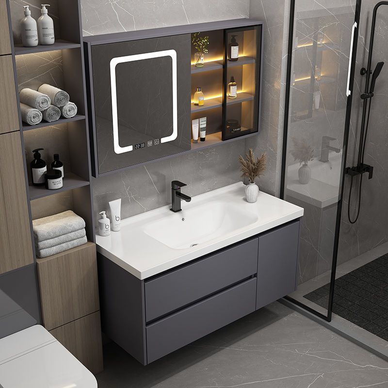 Simple de cerámica integrado cuenca Luz de lujo inteligente espejo gabinete lavabo cuarto de baño mesa de lavado traje