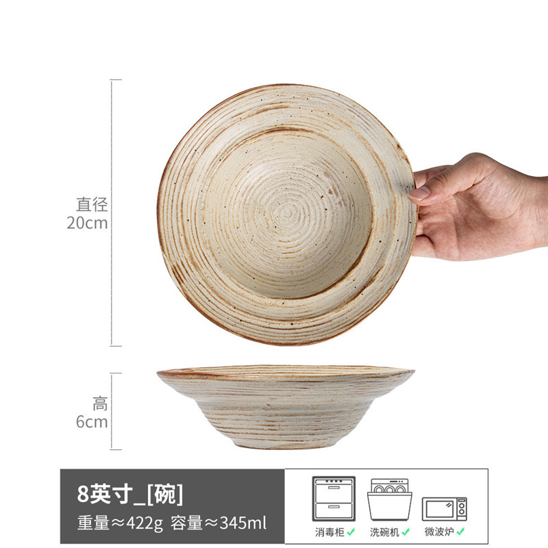 日本製麦わらボウル、レトロなヌードルボウル、陶器ボウル、サラダボウル、粗陶器食器、皿、スープボウル、ヨーグルトボウル、ネットセレブ食器|undefined