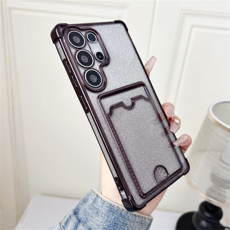 電気メッキカードホルダーは、Samsung SamsungS25 Apple iPhone 16 携帯電話ケース A56 グリッター粉末細穴カードに適しています。|undefined
