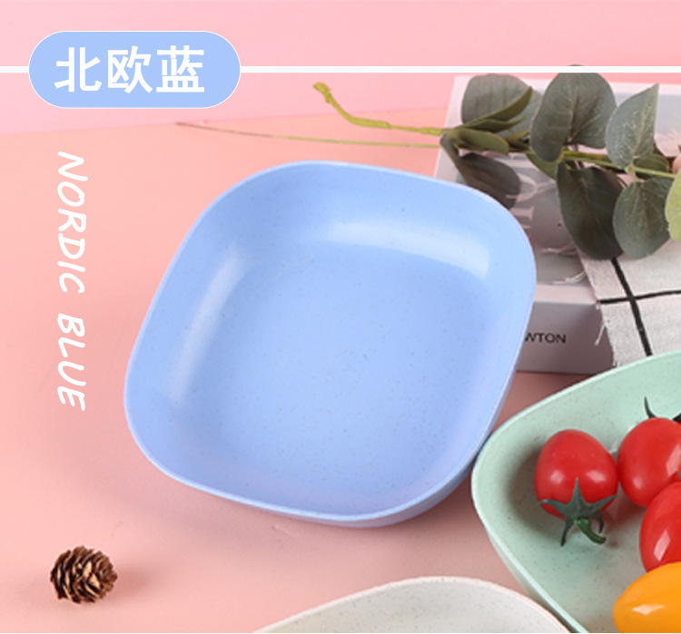 跨境日式小麦秸秆盘家用创意方形餐具甜品碟水果沙拉碗零食干果盘详情13