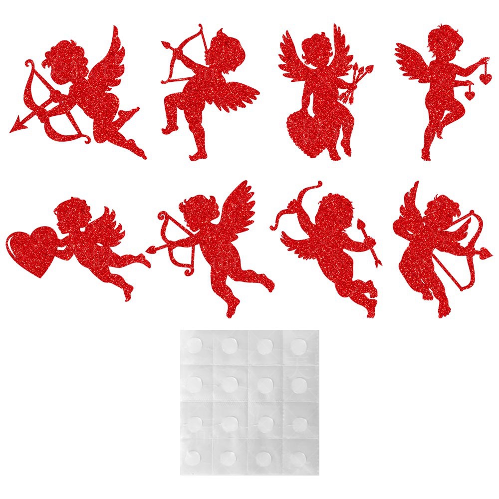 2024 Día de San Valentín fiesta decoración ventana pegatinas romántica propuesta lugar diseño Cupido parche pegatinas de pared