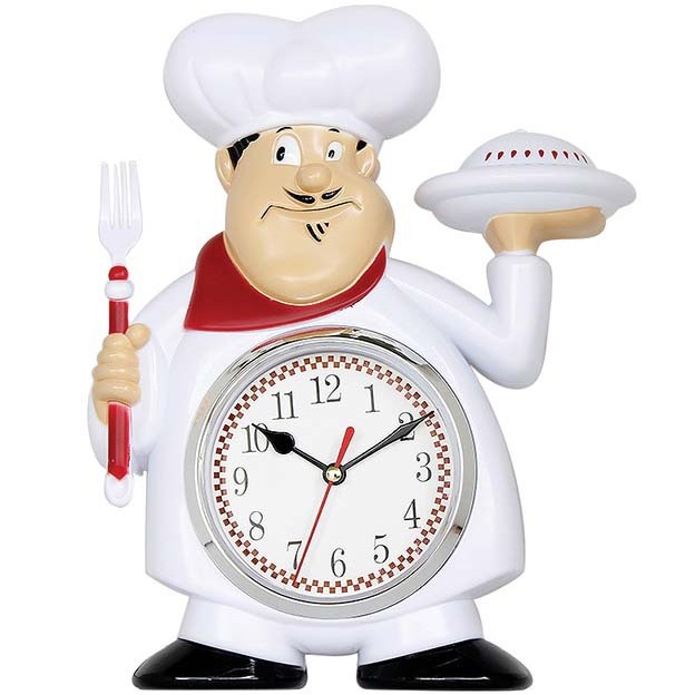Reloj reloj de cocina creativa chef forma lindo personalizado cuarzo Amazon caliente