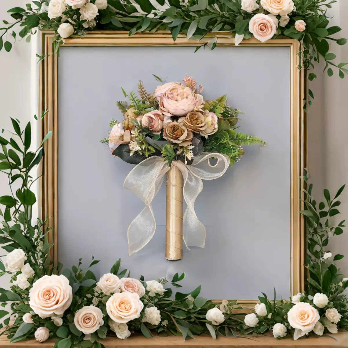 新娘伴娘仿真牡丹玫瑰花束森系婚礼装饰礼品手捧花跨境热销同款