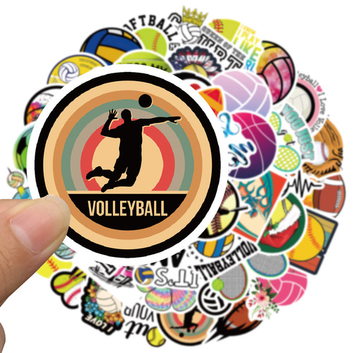 50 pieces of ball, football, basketball and rugby stickers, graffiti suitcase helmets, DIY handbook stickers available for wholesale