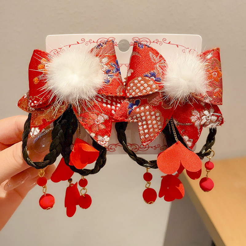 Año Nuevo accesorios para el cabello para niños arco de bordilla pinzas de cabello para niñas vestidos festivos vestidos chinos toques de cabello para niñas joyas de tarjetas de cabello