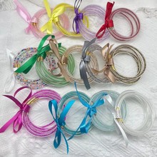 亚马逊跨境五层硅胶米珠玻璃珠颗粒小珠子手环纯色混色丝带手链
