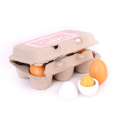 Wooden simulated eggs and duck eggs set of 6 boxed cognitive toys for babies and young children playing house