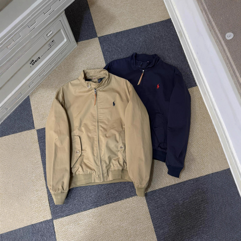 Rl Embroidered Logo Canvas Old Money Style Stand Collar Work Jacket Loose Spring and Autumn Daily Wear Cross-Border Rl Embroidered Logo Canvas Old Money Style Stand Collar Work Jacket Loose Spring and Autumn Daily Wear Cross-Border