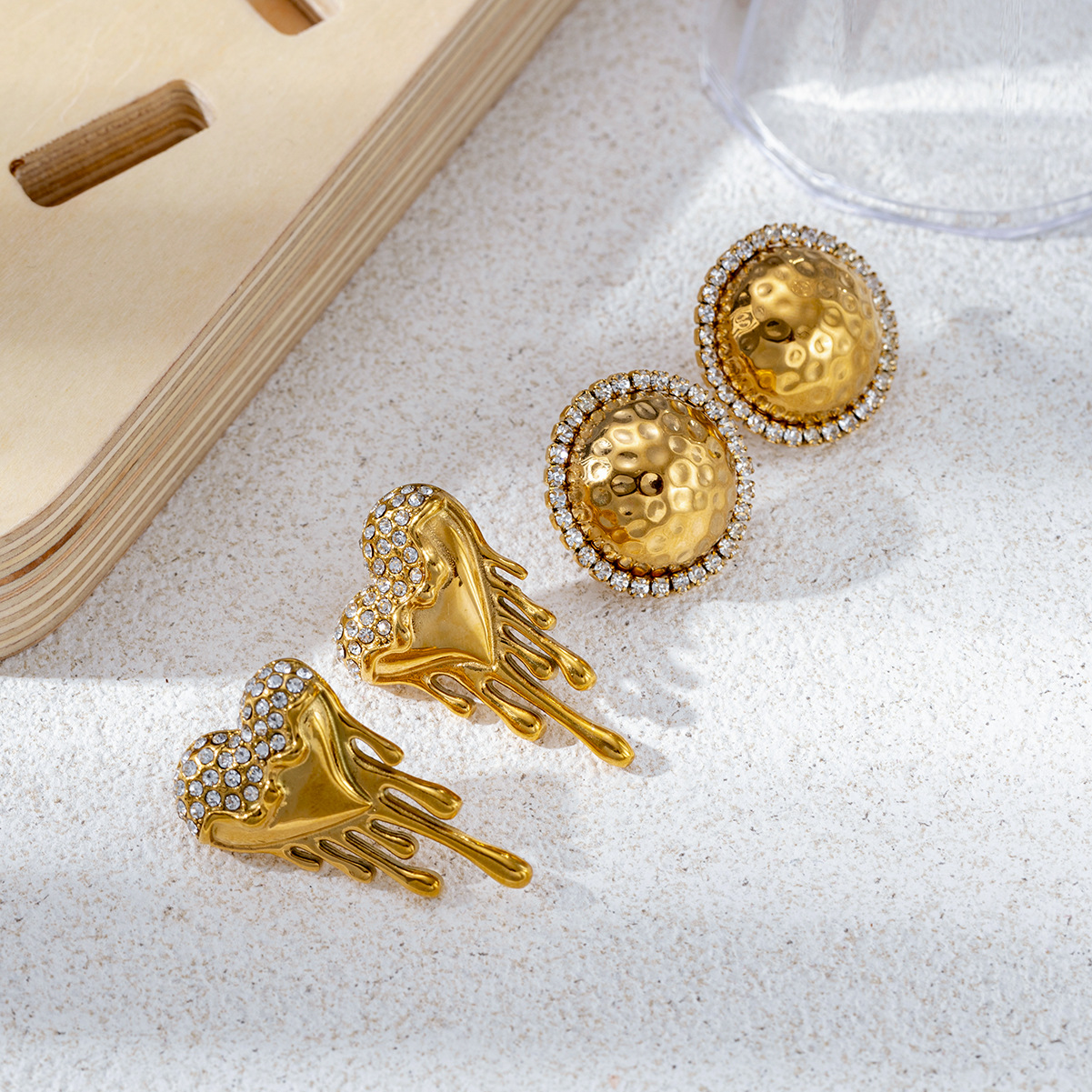 Taina europa y americana pernos de acero inoxidable lujosos de alto nivel amorosos pernos de zircon incrustados para mujeres no se desvanecen joyas de orejas