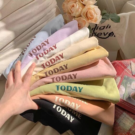 Short-sleeved T-shirt Women's 2025 9.9 Free Shipping Stall Supply Summer New Korean Laser Steel Printing plus size Women's T-shirt