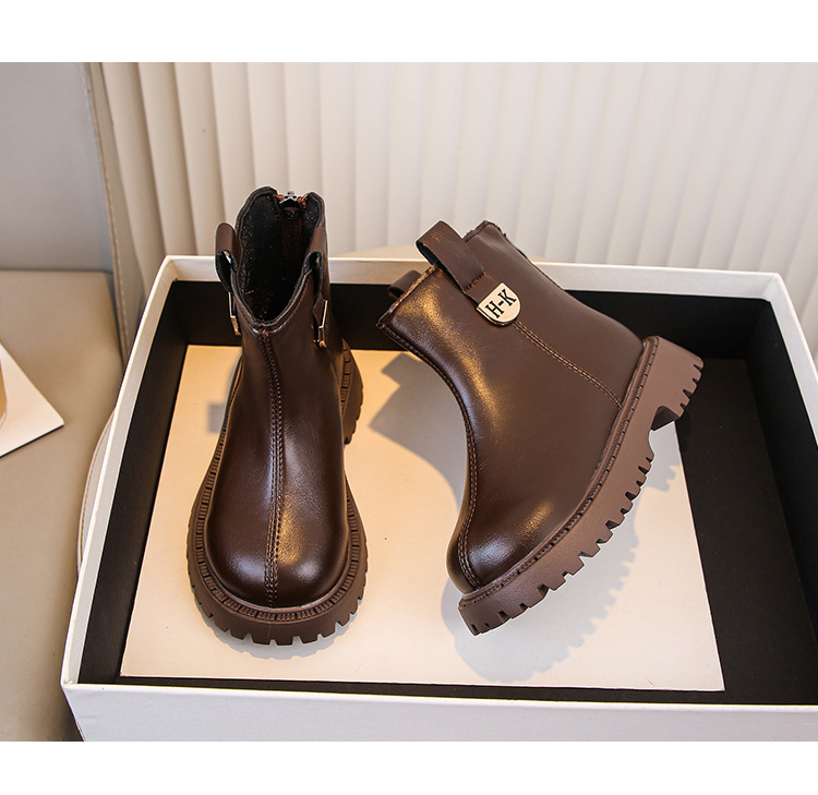 Mädchen Martin Boots - Schwarze Lederstiefel Für Kinder_voghion.com