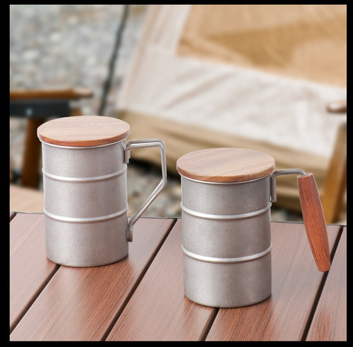 Outdoor mug 304 stainless steel cup retro large capacity wine cup with lid creative camping beer cup