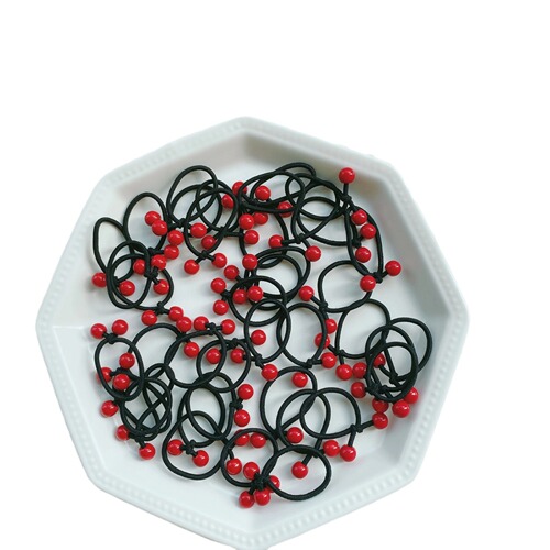 Children's creative candy color beads, strong pull and continuous knotting of hair ties, hair ropes, girls' high-elastic hair-tying red bean rubber bands