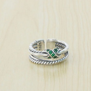 K-Style of S925 Sterling Silver Ring for Women, Personalized Fashion Texture, Double-Layer Line Design, Niche Simple Index Finger Ring