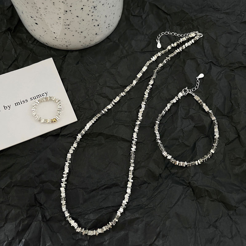 S925 Sterling Silver Broken Silver Several Two Series Bracelet Girls Niche Design Korean Fashion Joker Jewelry