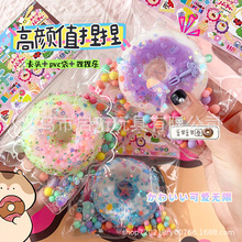 新款PVC卡头挂卡食玩甜甜圈华夫饼糕点甜食解压彩色捏捏捏捏玩具