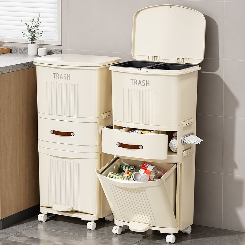 厨房垃圾桶家用多层大容量带盖厨余分类垃圾筒干湿分离脚踏垃圾桶