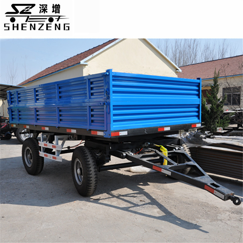 4吨坚固耐用 厢板加高农用拖车双轴可自卸斗车 可自卸