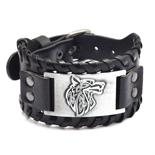 PU ancient silver-wolf head