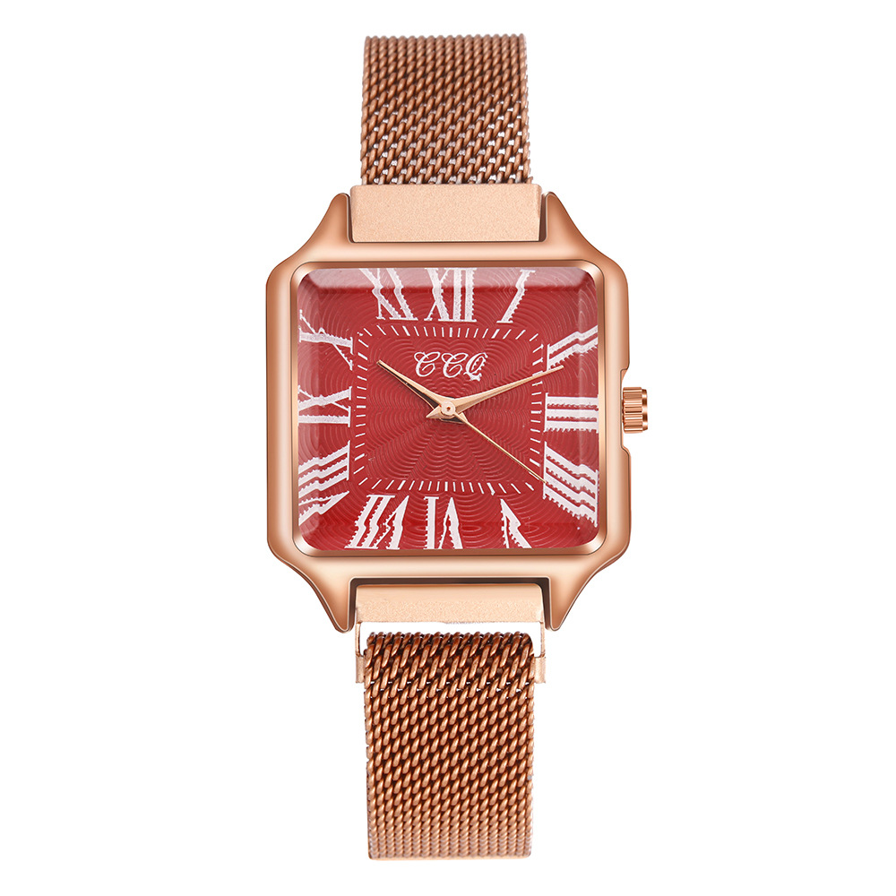 New Roman numeral square dial with simple and thin strap, trendy internet celebrity small shop quartz women's watch_voghion.com