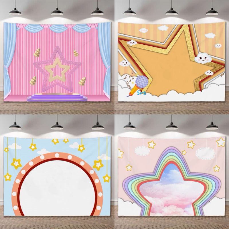 Kindergarten Performance Area Small Background Cloth Decoration Opening Celebration Event Scene Hanging Wall Curtain Hanging Cloth Kindergarten Performance Area Small Background Cloth Decoration Opening Celebration Event Scene Hanging Wall Curtain Hanging Cloth