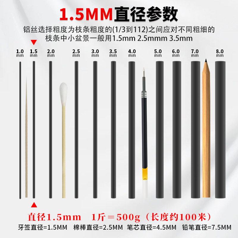 검정색 알루미늄 와이어 1.5mm 0.5kg (길이 약 100m)