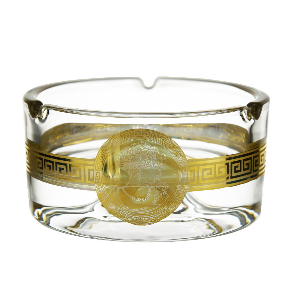 伊丽莎白描金烟灰缸 水晶玻璃创意烟灰缸家居办公室摆件 送礼礼品