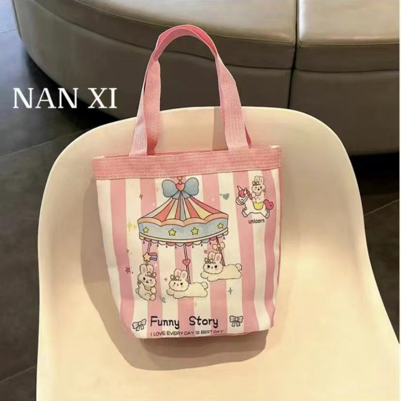 【ストア】かわいいイラストバケツポータブル韓国風ガールハートママランチバッグ仕事用小さなトートバッグ子供用|undefined