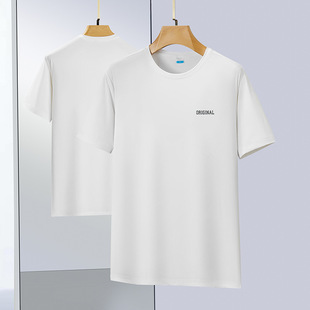 2025 New Summer Style Male Youth Plus Size Round Neck Ice Silk Quick-Drying Short-Sleeved T-Shirt