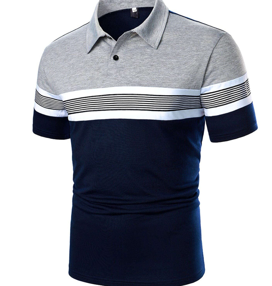 [Punto de aguja] 3D impreso camisa de polo nuevo casual de solapa de manga corta de los hombres camisa transfronteriza estación independiente