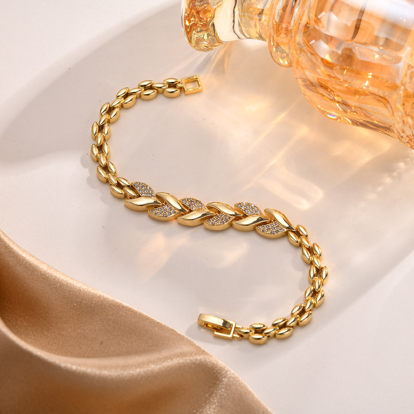 Copper Chain Material Copper Inlay Geometric Zircon Bracelets