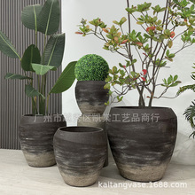 侘寂风水泥花瓶复古别墅阳台种植酒店民宿落地装饰个性栽花盆摆