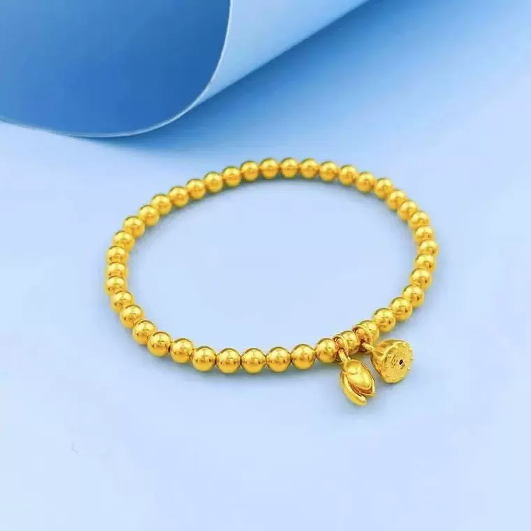 18k金两世欢手串au750彩金 花苞莲蓬串珠手链女时尚百搭 水贝黄金