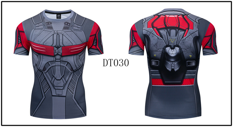 貿易アマゾンメンズアベンジャーズマーベルDC同服スポーツフィットネスストレッチ半袖Tシャツ|undefined