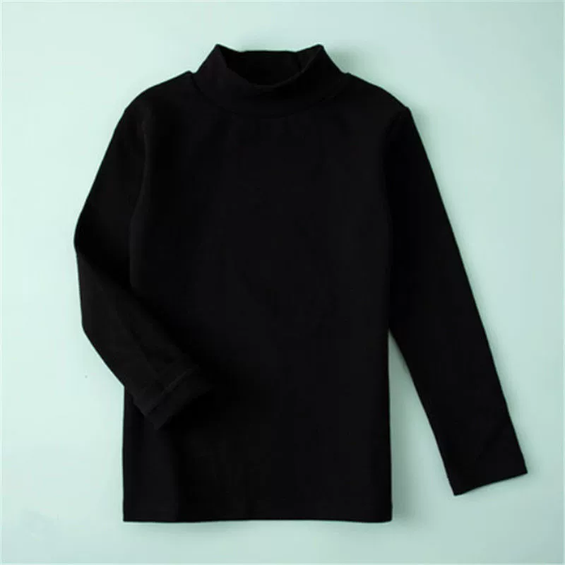 Children's Demi-Season T‑Shirt, Body‑Friendly Cotton, Long Sleeve, High Collar, Korean Style