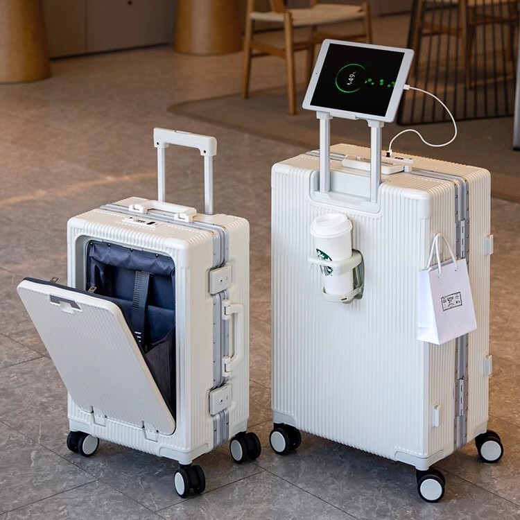 Front-Opening Trolley Travel Suitcase with Aluminum Frame, Large Capacity, Multifunctional, Lightweight, Password 20inch, Carry-On 24-Inch New Model for Men Front-Opening Trolley Travel Suitcase with Aluminum Frame, Large Capacity, Multifunctional, Lightweight, Password 20inch, Carry-On 24-Inch New Model for Men
