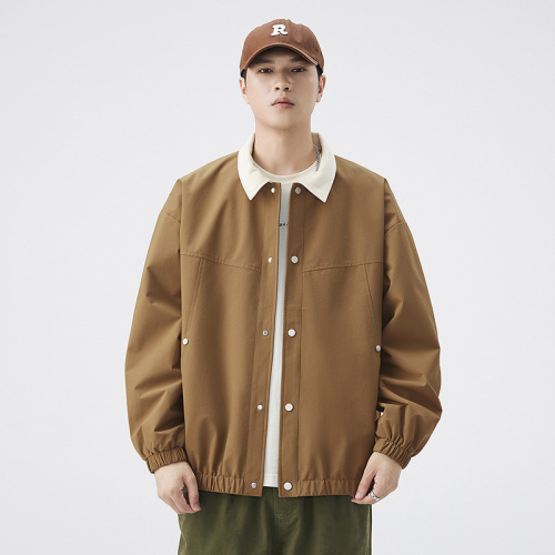 Jacket for boys with stand-up collar, trendy casual retro-style loose and versatile top garment for spring and autumn.