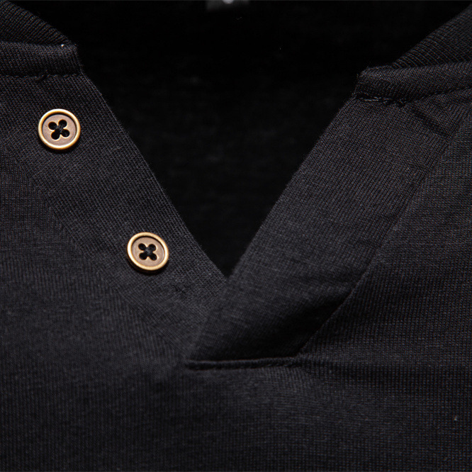Nuova maglietta casual da uomo a maniche lunghe con scollo a V, vestibilità slim, in cotone, per l'autunno._voghion.com