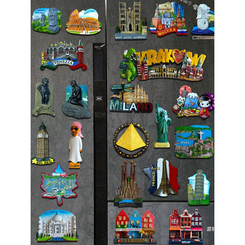 Travel Souvenirs from Around the World: Switzerland, Paris, Dubai, Japan, Russia, United Kingdom, Taiwan, Spain, Refrigerator Magnets
