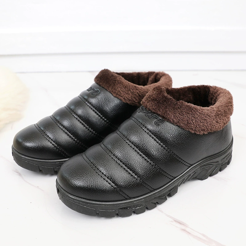 Тканевая обувь Old Beijing, мужская обувь, зимние Нескользящие теплые хлопковые ботинки на флисовой подкладке, повседневные непромокаемые мужские большие хлопковые ботинки из искусственной кожи, хлопчатобумажная обувь
