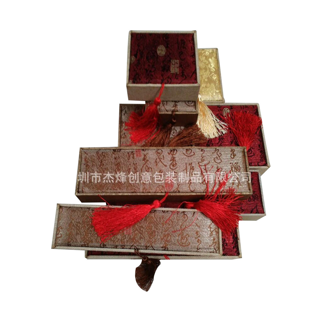 供应锦盒布包项链珠宝首饰戒指纪念币包装木盒收纳