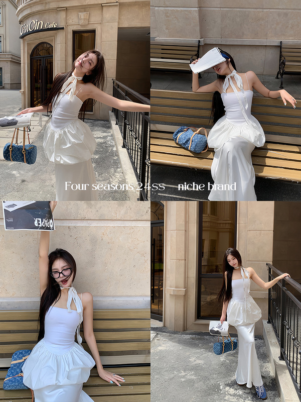 区区欧阳抹胸花苞吊带鱼尾半身裙套装女夏季新款设计感小众两件套|undefined