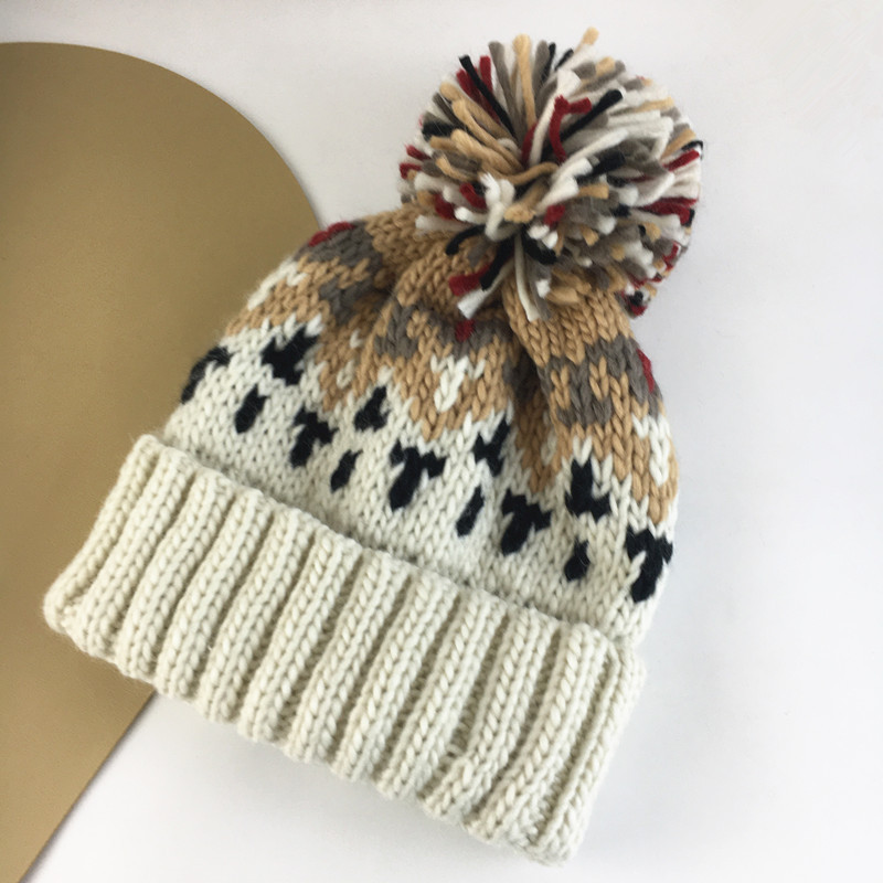 Unisex Cute colorful woolen hat for women autumn and winter warm earmuffs curled edge knitted hat earmuffs pullover cap_voghion.com