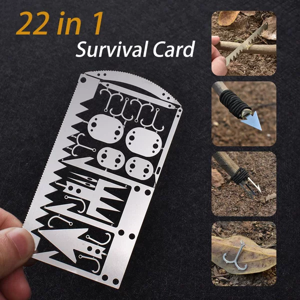 Cross-border best-selling outdoor multi-functional fishing hook card, EDC camping survival tool card, 22-in-1 fishing gear DIY fishing card