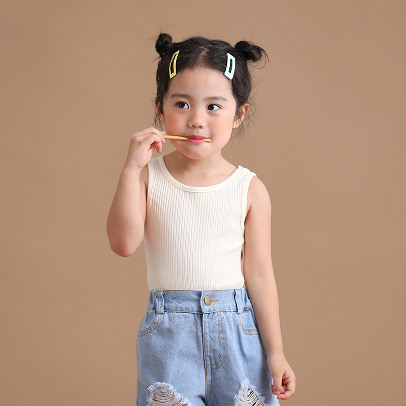 Chaleco para niños Verano 2024 nueva camiseta sin mangas de algodón elástico para niñas camiseta para niños